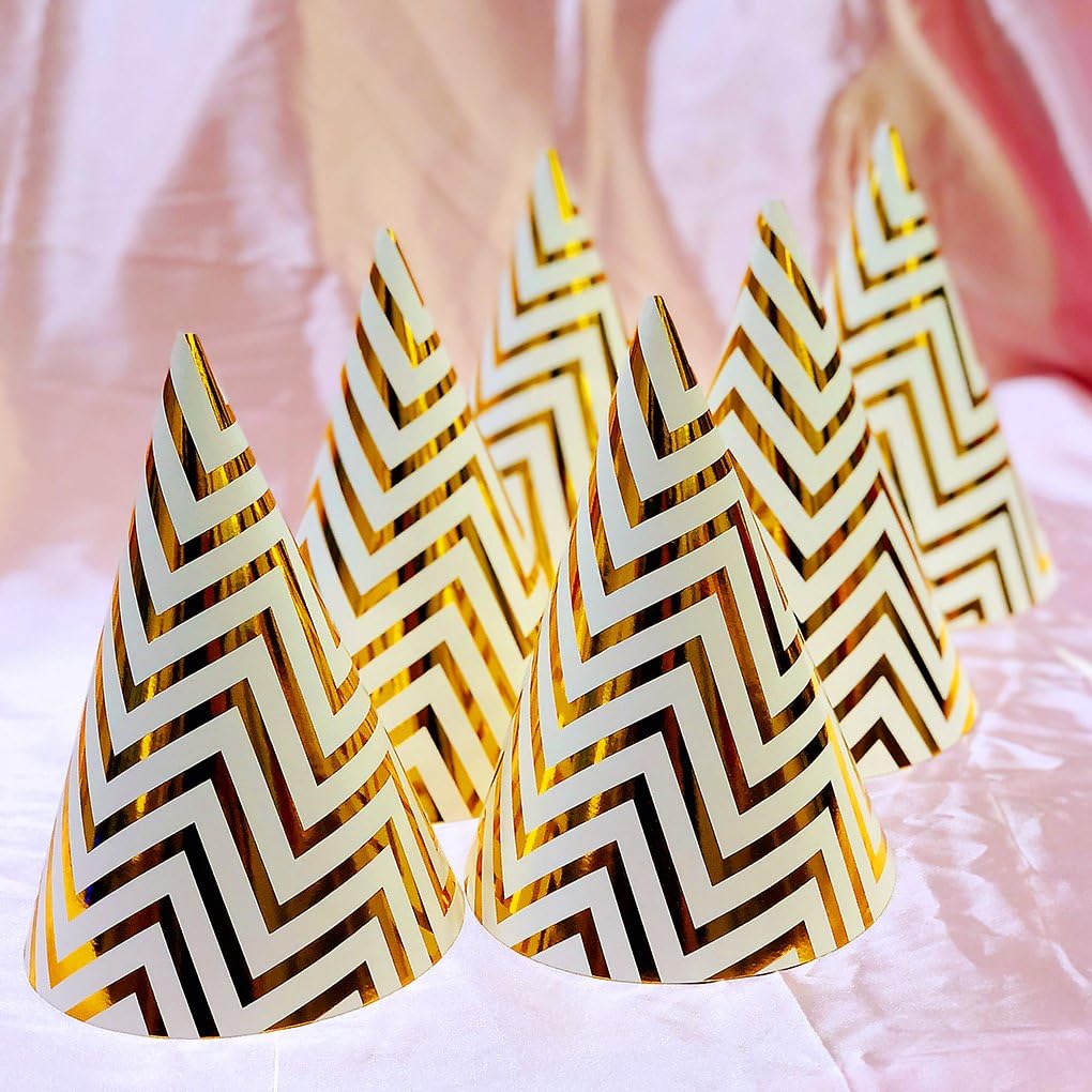 Gold Birthday Party Cone Hats, 12 ct: Clothing