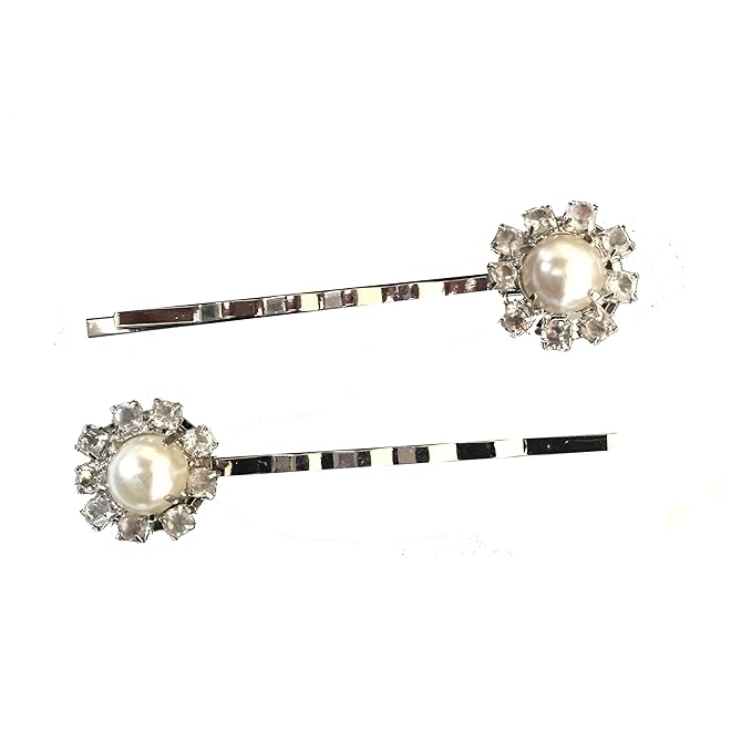 Sufias Accessories 2 Big Oval Jewel Diamante Pearl Kirby Grips