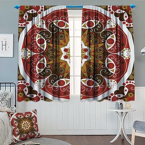 Amazon クラシックインテリアコレクション熱絶縁ブラックアウトカーテン豪華なroyal Classicsスタイリッシュなsummertime エキゾチックアラビアスタイルアート印刷パターン化ドレープのガラスドア52 X63 ライトブルーレッドアイボリー 72 X63 カーテン オンライン通販
