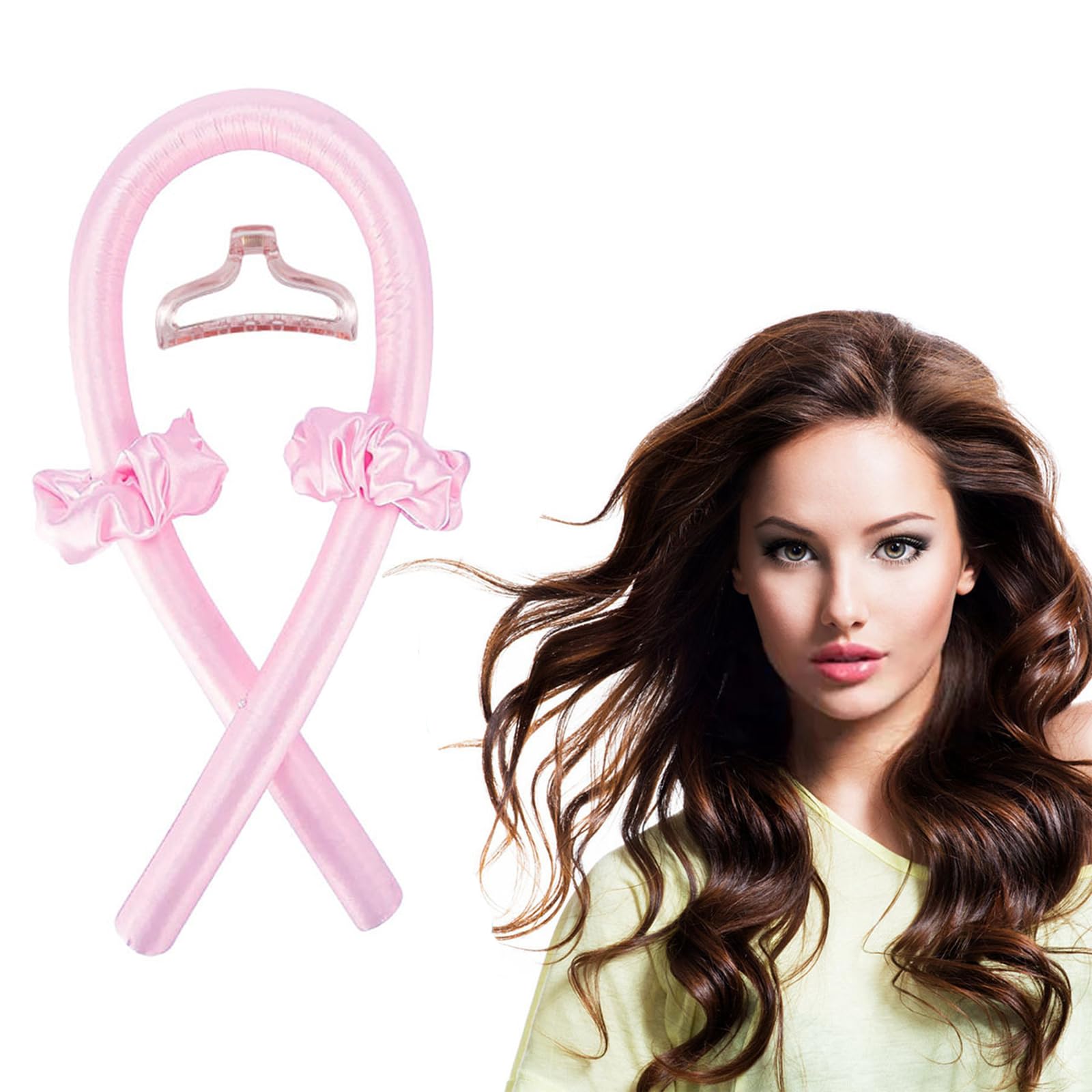 WUDQIJI Curlers Curls Without Heat Heatless Curls Band Wave Formers Overnight Curlers Overnight Heatless Hair Curler Overnight with Hairpin for Long Medium Hair (Pink)