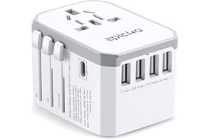 Universal Travel Power Adapter - EPICKA All in One Worldwide International Wall Charger AC Plug Adaptor with Smart Power USB for USA EU UK AUS Cell Phone Laptop (TA-105, White)