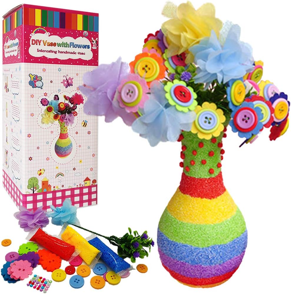 Yileqi Make Your Own Vase and Flowers, Fun DIY Craft Kit for Girls Boys, Arts and Crafts for
