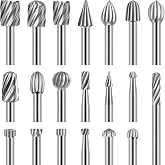 Engraving Router Bit Carving Bits, 20 PCS HSS Rotary Tool Accessories Rotary Bits Burr Set with 1/8&rsquo;&rsquo;(3mm) for DIY Woodworking, Carving, Engraving, Drilling
