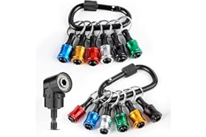 Valkynos 12PCS Bit Holder Key Chain, 1/4 Bit Holders with Right Angle Drill Attachment, Drill Bits Holder for Impact Driver Quick Release, Impact Bit Holder, Cool Gadgets Gifts for Men