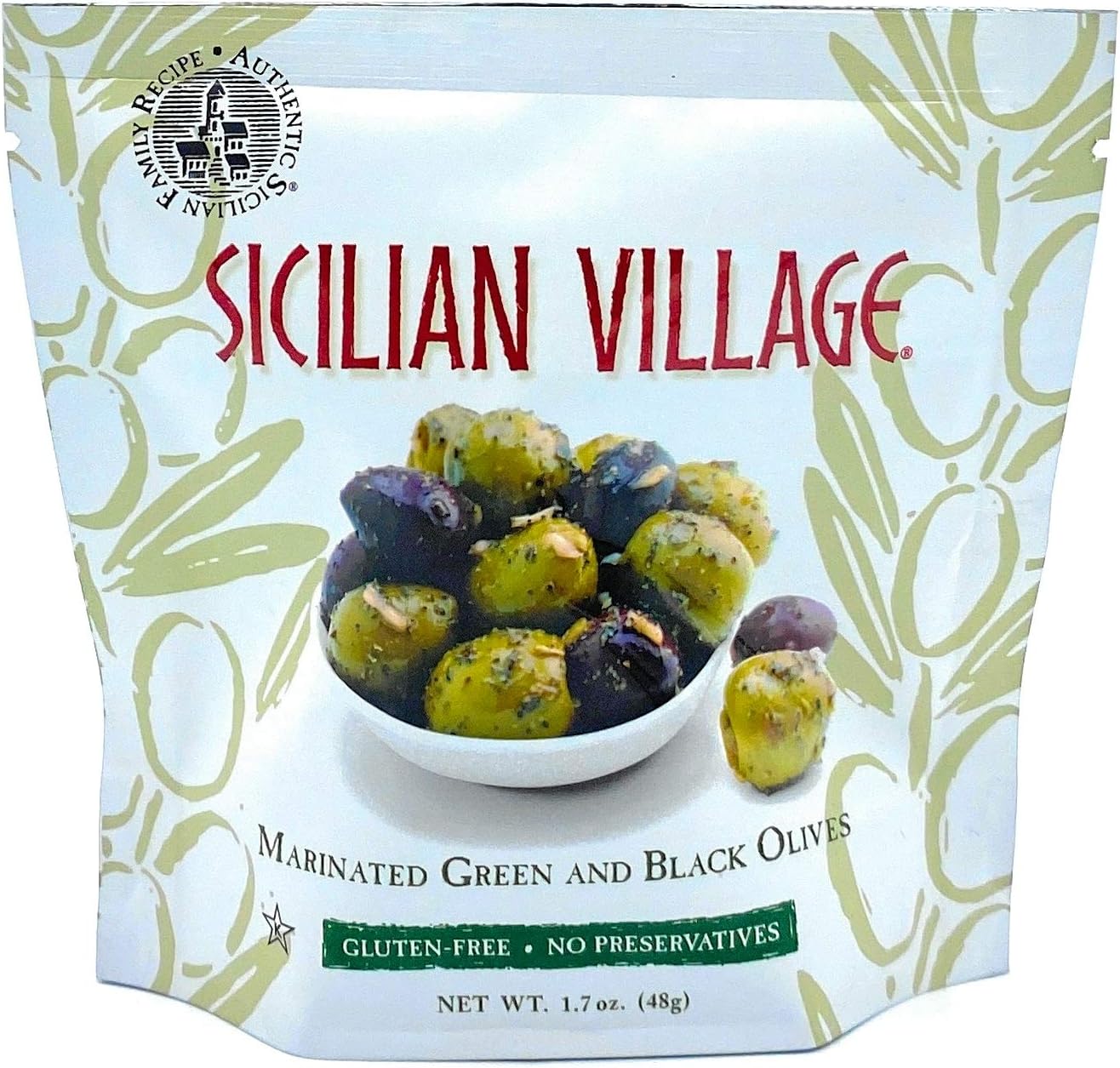 Sicilian VillageMarinated Olives, Green/Black, 1.7 Oz (Pack of 10)