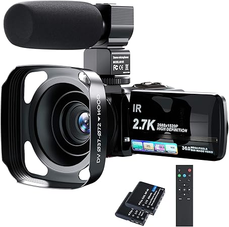Amazon ビデオカメラ Rosdeca 2 7k Hdr 36mp デジタルズーム16倍 最大128gb対応 ウェブカメラ機能 Ir赤外線暗視機能 デジタル補正 270度回転画面3 0インチタッチモニター 外部マイく 予備バッテリーあり 日本語システム ビデオカメラ 通販
