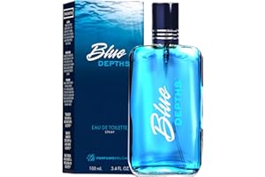 PB ParfumsBelcam Blue Depths Eau de Toilette Fragrance Spray - 3.4 Fl Oz. Fresh Aquatic Cologne for Men with Crisp Citrus, Wa