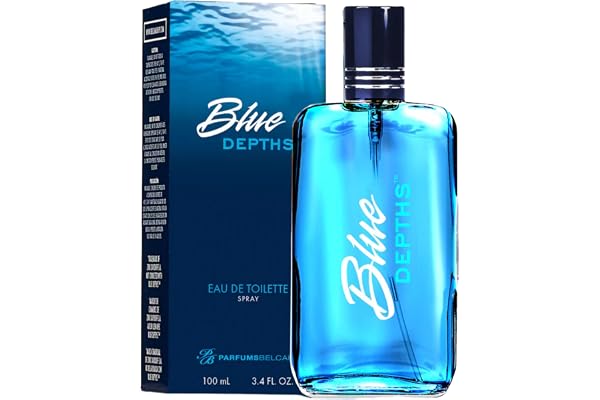 PB ParfumsBelcam Blue Depths Eau de Toilette Fragrance Spray - 3.4 Fl Oz. Fresh Aquatic Cologne for Men with Crisp Citrus, Wa