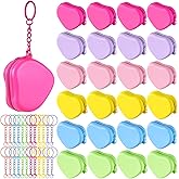 Sunnymove 24 Set Valentines Day Heart Shaped Purse Silicone Pouch Coin Purse Small Change Wallets Cute Mini Bag with Keychain Zipper for Women Valentines Party Favors Exchange Gift Birthday Supplies