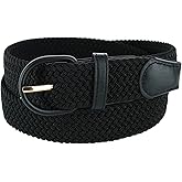 CTM Men's Elastic Braided Belt with Covered Buckle (Big & Tall Available)