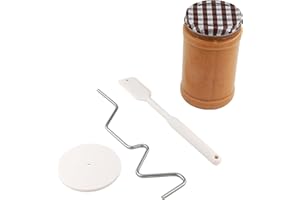 Lervont Natural Peanut Butter Stirrer Kit | Fits 16 - 26 OZ Jars | Includes Stainless Steel Bar & Spill-Resistant Silicone Lid | 10” Silicone Jar Spatula (BPA Free) | For Mixing Various Butter & Jam
