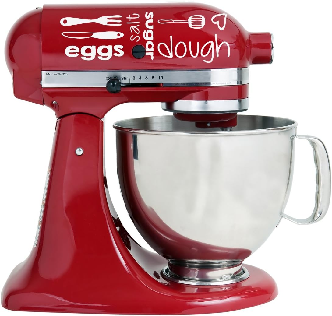 Subway Style Baking Cookies White Vinyl Decals for Kitchen Mixers