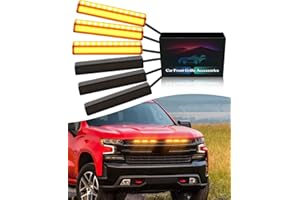 OKLSG 6Pcs LED Grill Lights for 2019-2024 2025 Chevrolet Silverado Raptor Grille Lights Silverado 1500 2500 3500 Accessories Front Grille Trims (Yellow)