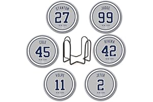 AARONIE Yankee Coasters for Drinks, New York NY Ceramic Coasters Set of 6, Yankee Gifts for Boys Man, for Yankee Coffee Mug Cup