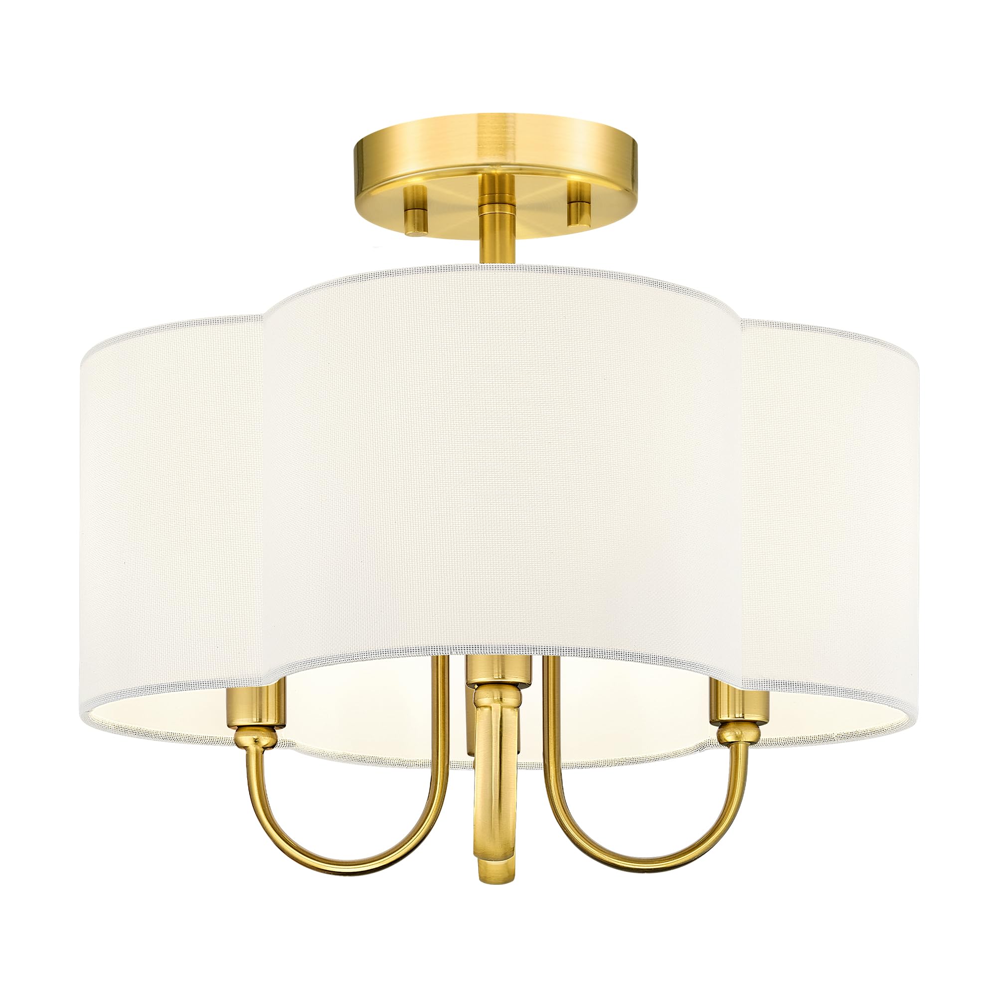 Photo 1 of METWET Gold Semi Flush Mount Ceiling Light, 13.5" 4-Light Light Fixtures Ceiling Mount with Fabric Shade in Quatrefoil for Kitchen Nursery Entryway Hallway Bedroom, SM179-BG
