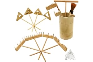 BANGBANGDA Zen Garden Rake Tool Kit - Miniature Tabletop Japanese Rock Sand Zen Garden Accessories Mini Bamboo Sand Stamp Rakes for Zen Pattern with Holder Crystal Pyramid Meditation Stress Relief Zen Gifts