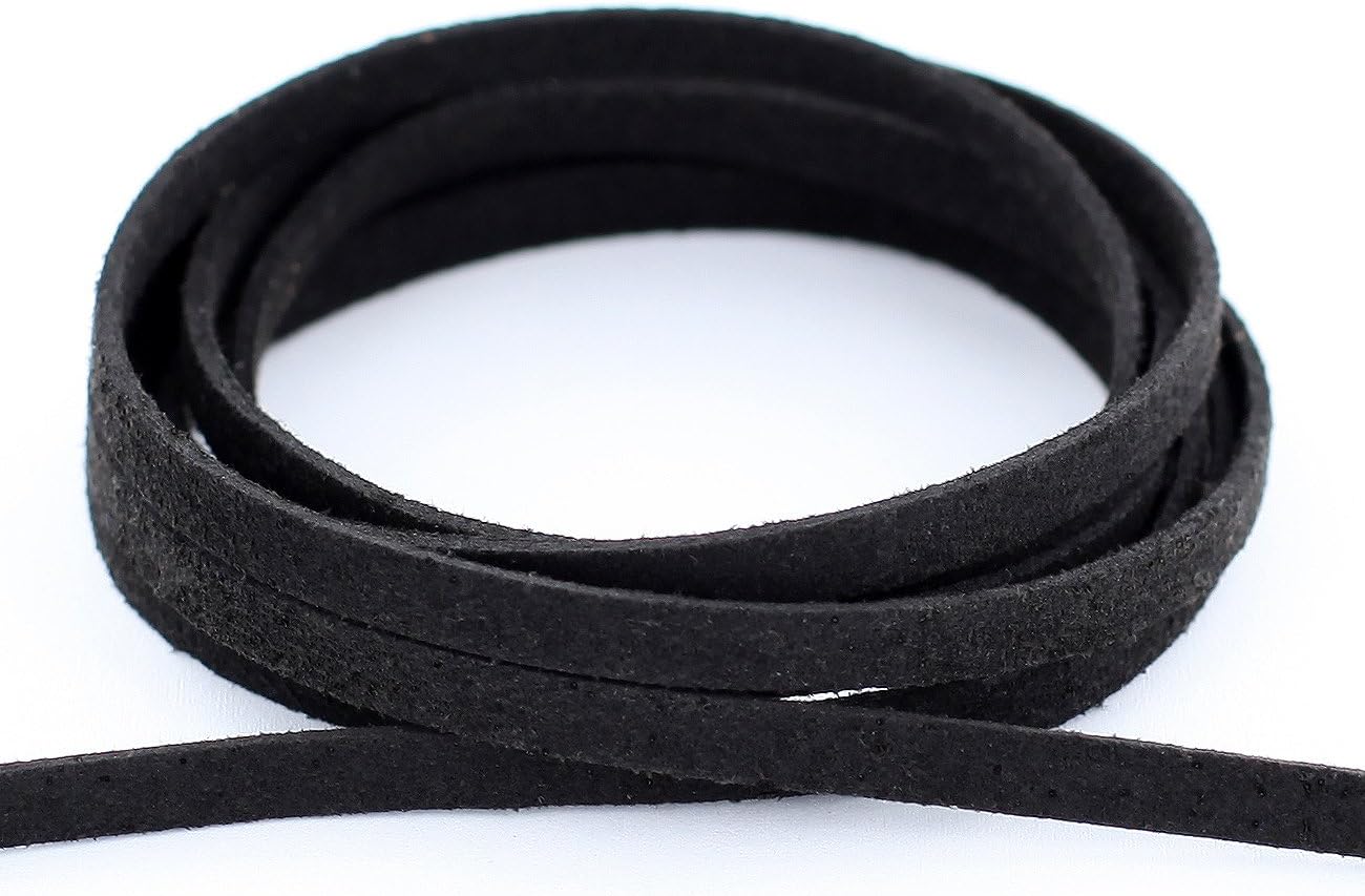 Auroris - Faux suede leather cord - flat 5x1,5 mm - length/colour selectable - variant: 5m / black