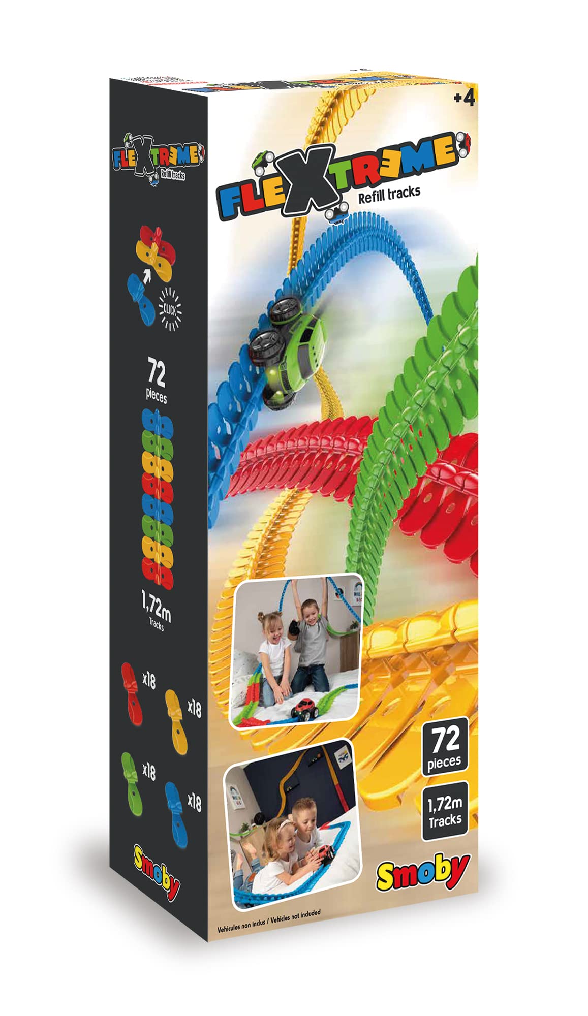 Smoby - FleXtreme - Track Refill - 1.72 m Additional Car Track - 72 Flexible and Adjustable Tracks - 190904, 7600180904WEB