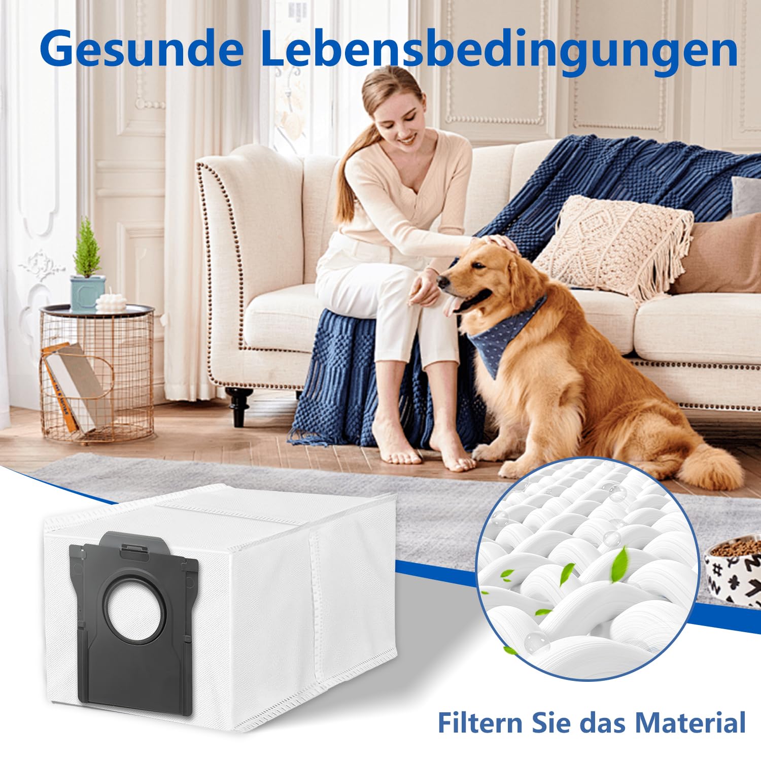 10 Staubbeutel für Dreame l40s pro ultra/L10s Ultra Gen 2/Gen 3,für Dreame X40/X50/L40S/L10/X20/X30/L50/Aqua10 Ultra,für Mova P50/E30/Z60/P10/V50 Roboter Staubsauger,Ersatz Zubehör Staubsaugerbeutel 6