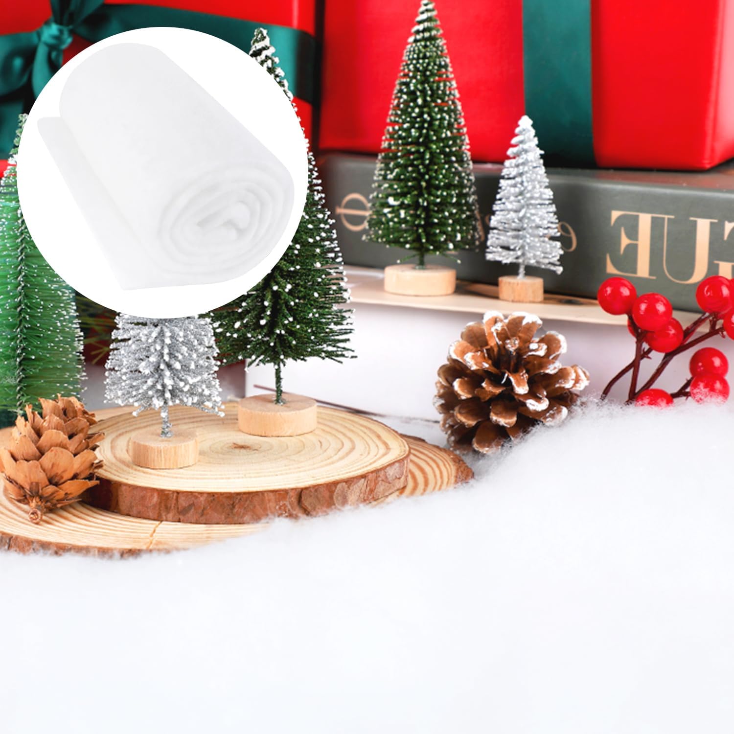 Artificial Snow - EIMMBD Large Artificial Snow Blanket 31 in x 7.8 FT Thick Soft Fluffy Blanket Cover Fake Snow Roll for Christmas Tree Party Table Runner Village Holiday Decorations Indoor Outdoor (1pc Blanket)