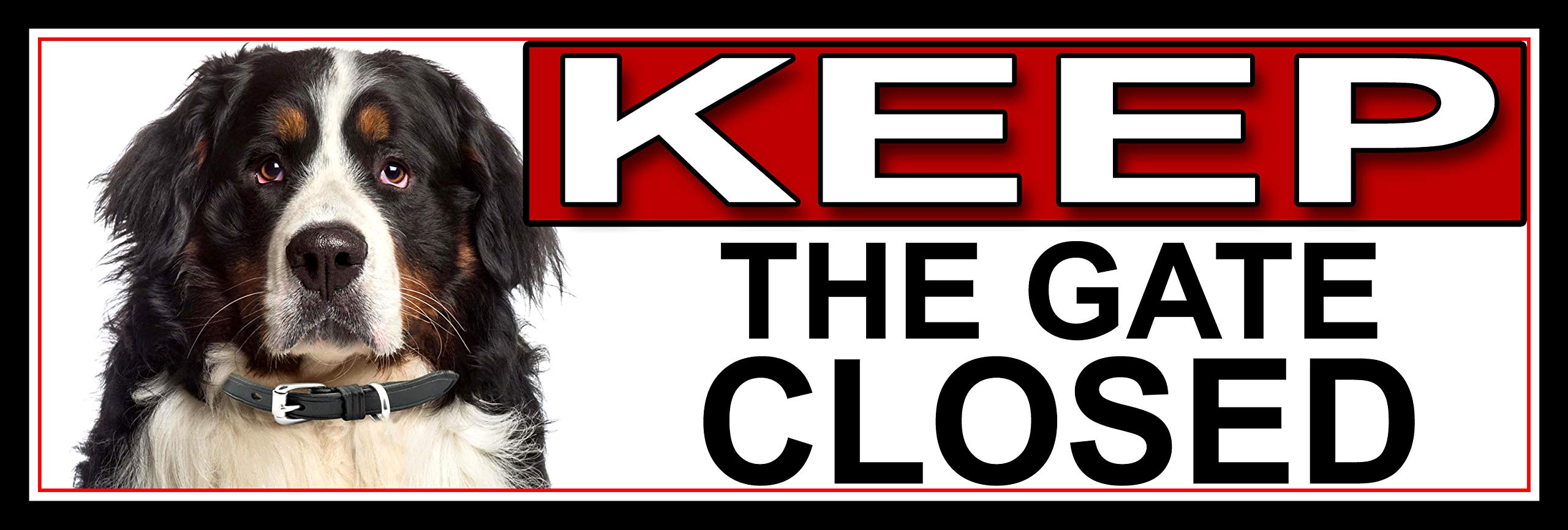 SHAWPRINT Bernese Mountain Dog KEEP THE GATE CLOSED METAL GATE SIGN 266mm x 87m. (732H2)