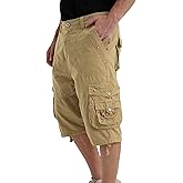 VOPOKER Mens Twill Cargo Shorts Casual Cotton Twill Relaxed Fit Outdoor Work Zipper Classic Cargo Multi Pockets Summer Khaki 30