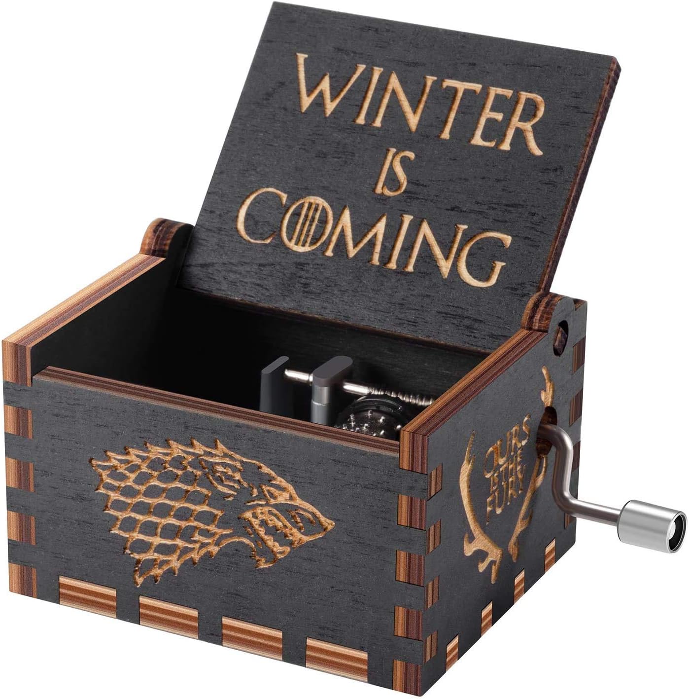 UspotUshop Wood Hand Engraved Classic Black Edition Games of Thrones Music Box , Black