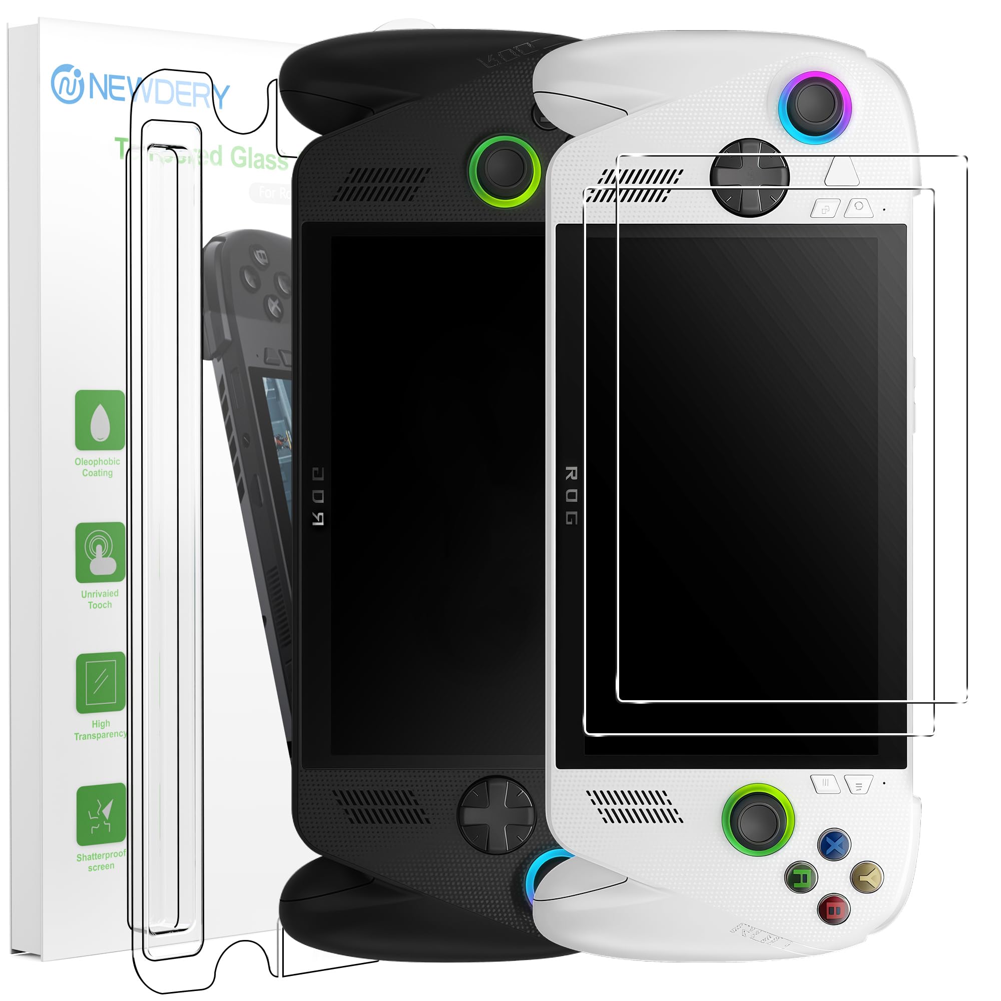 NEWDERY 2 Pack Screen Protector for ASUS ROG Xbox Ally X/ROG Xbox Ally (2025), 9H Tempered Glass with Alignment Frame, HD Clear, Anti-Scratch, Bubble-Free