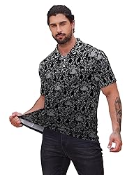 Xdceu Men's Skull Polo Shirts Hawaiian Golf Polo