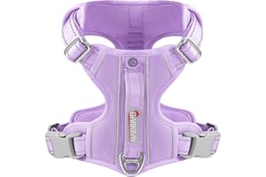 BARKBAY Dog Harness No Pull with ID Tag Pocket - Heavy Duty, Reflective, Easy Control for Large Dogs (Violet Purple,L)