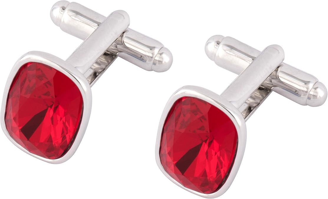 Cufflinks with Ruby Red Swarovski Crystals Ideal Gift for Men Comes