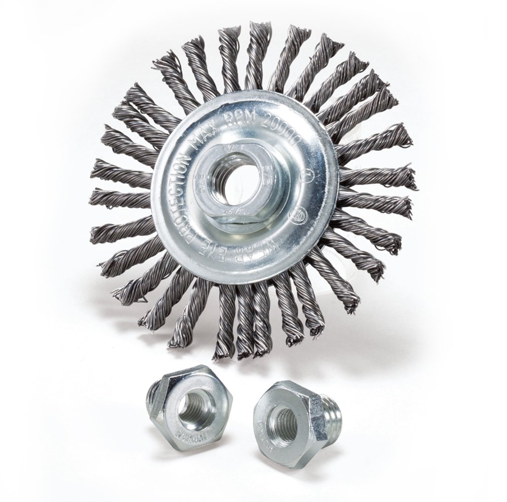 Mercer Industries 186020-4" x 3/16" x 5/8"-11 Stringer Bead Wire Wheel.020 Stainless Steel Wire (with Metric adapters)