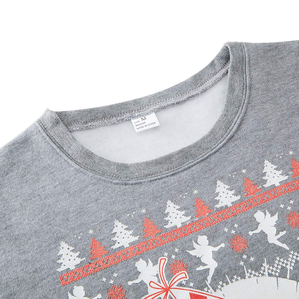 Ugly Christmas Holiday Sweaters Pixel White Red Trees Gold Jingle Bell Print Birthday Boy Sweatshirts Creative Graphic Xmas Fleece Jumper Long Sleeve Round Neck Pullover Tops for Youth Male Female