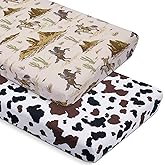 Mindsoft 2 Pcs Crib Sheet Set 52 x 28 x 8 Inches Baby Sheet Newborn Bedding Nursery Crib Sheets for Girl Boys Baby Gifts for Toddler Mattresses (Cowboy)