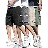 LIUNLU 4 Pack Boys Cargo Shorts Quick Dry Hiking Shorts Lightweight Athletic Short with Zipper Pockets Outdoors