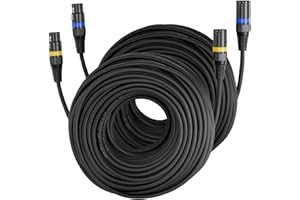 VEVOR XLR Cable 100 ft, 2 Pack, Shielded Balanced DMX Male to Female Microphone Cables, Gold-Plated 3-Pin XLR Mic Speaker Cor