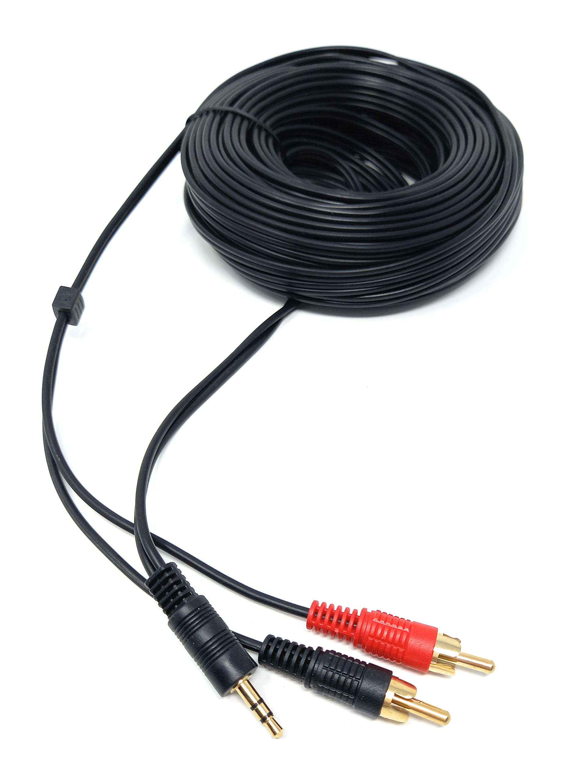 DRUT 20m 3.5mm to Twin RCA Stereo Aux Phono Audio Cable Mini Jack Lead Cord Y Splitter Headphone Cord RCA Y Splitter Adapter 65ft Black Gold Connectors