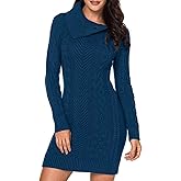 BLENCOT Womens Turtleneck Long Sleeve Elasticity Chunky Cable Knit Pullover Sweaters Jumper