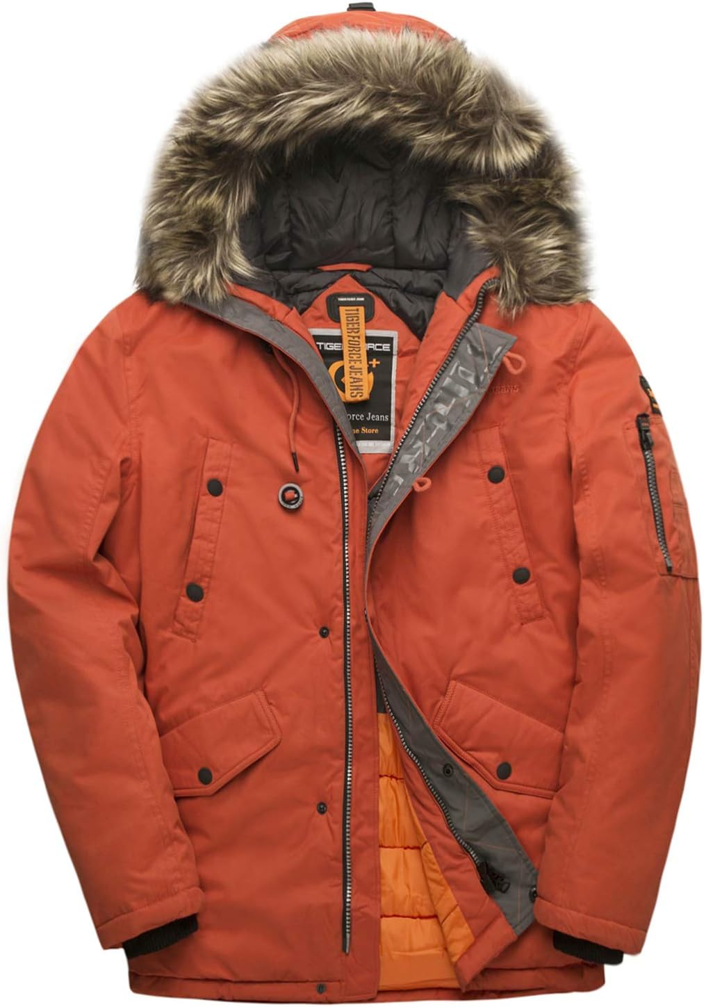 TIGER FORCE Parka Coat Winter Men Waterproof Hooded Jacket Quilted Ski Snowjacket Extremely Cold
