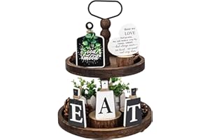 BFAZKXY Farmhouse Kitchen Tiered Tray Decor Set, Rustic Black and White Kitchen Counter Table Decor for Kitchen Home Living Room Decor and Accessories(Tiered Tray is not Included)