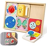 Ancaixin 6-in-1 Montessori Busy Board for 1 Year Old, Magnetic Sensory Toys for Toddler, Wooden Activity Busy Board for 12+ Months Baby, Fine Motor Skills Toys for Boys & Girls, Birthday Gifts 1 2 3