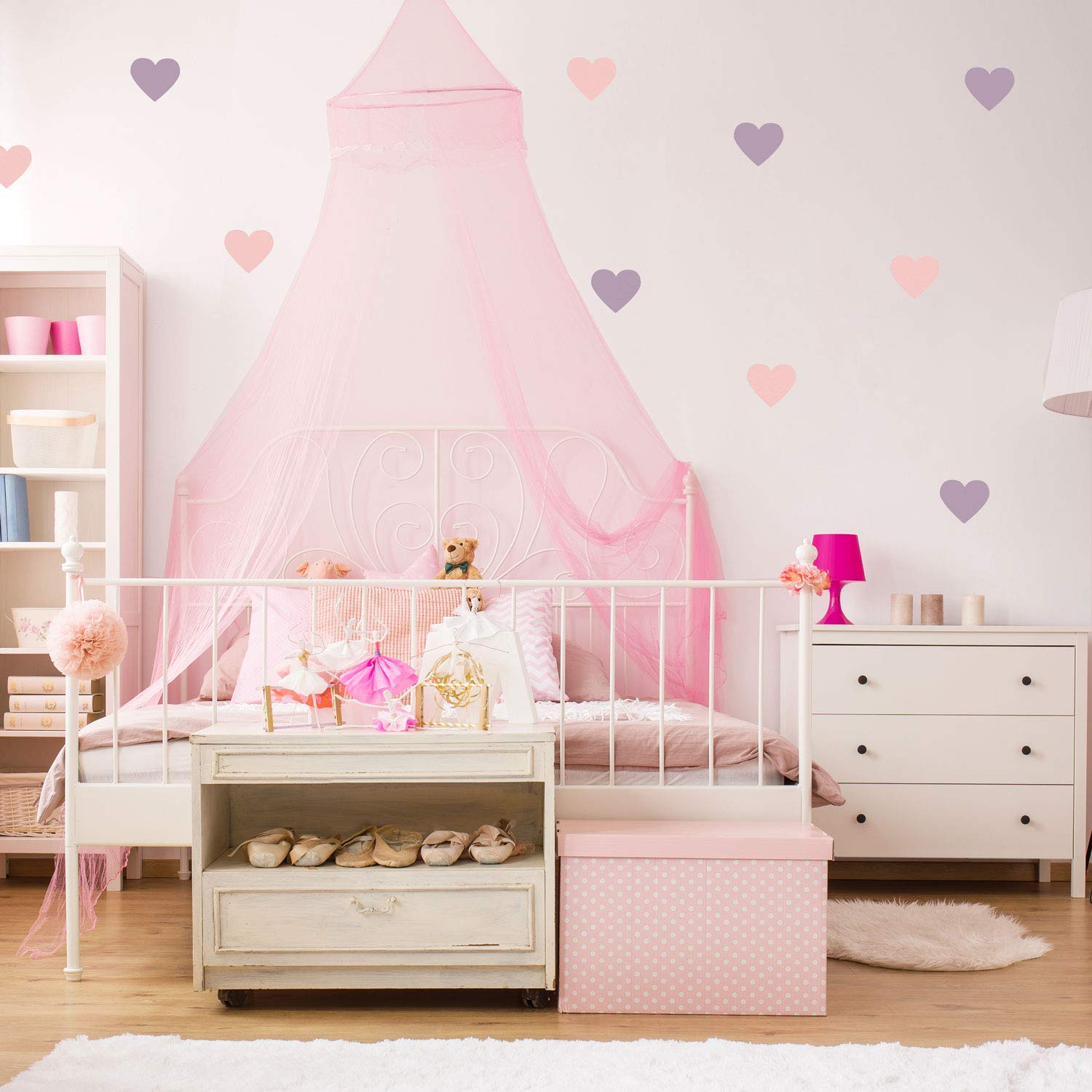 Stickerscape Pink and Lilac Heart Wall Stickers | Perfect for A Childs Bedroom, Playroom Or Nursery | Easy to Apply | Two Sizes of Hearts to Match Your Room Perfectly (Large)