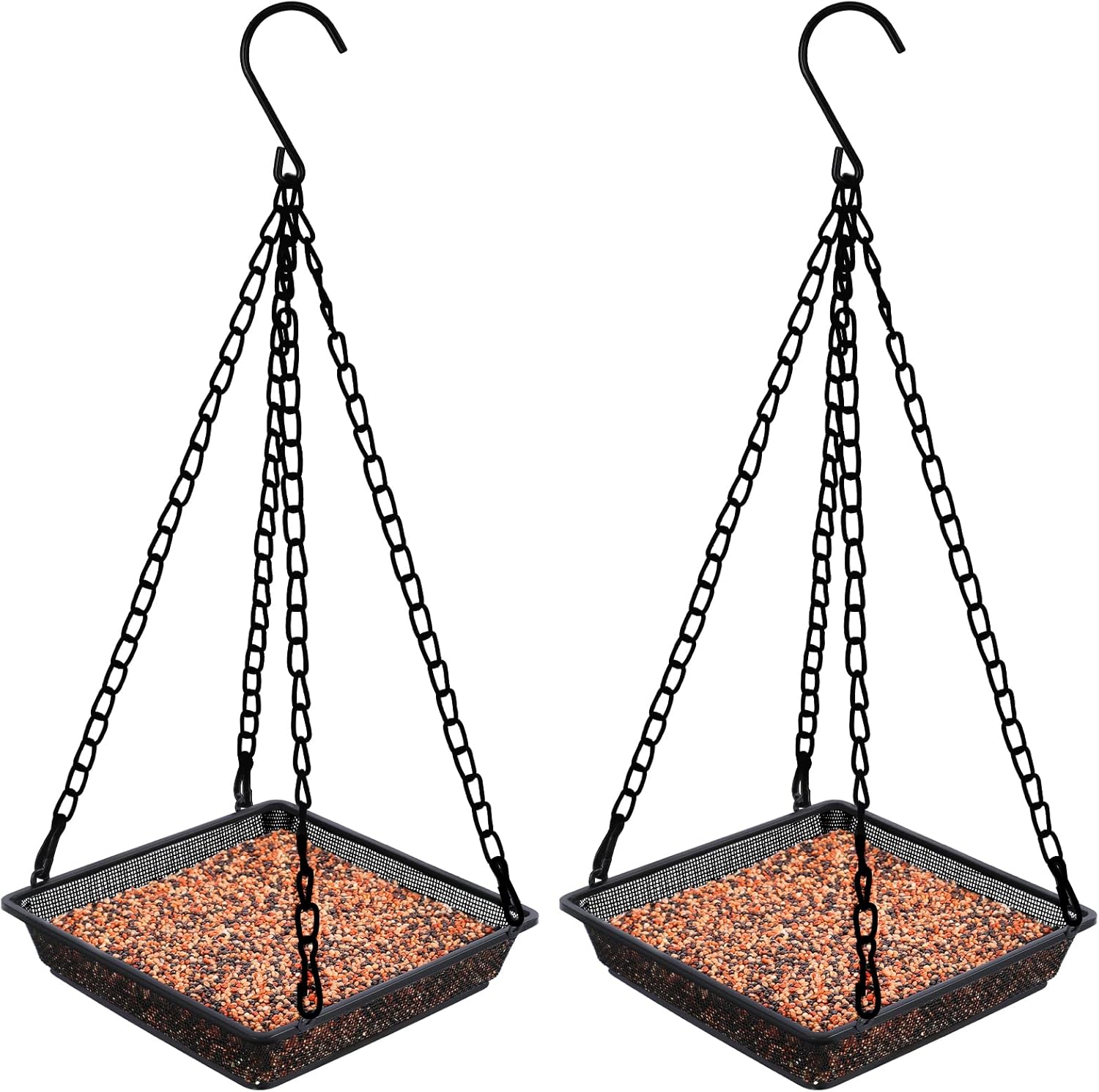 Backyard Birding & Wildlife - Gtongoko 2 Pack Hanging Bird Feeder Tray, Metal Mesh Platform Feeders for Birds, Outside Decoration Wild Backyard Attracting Birds