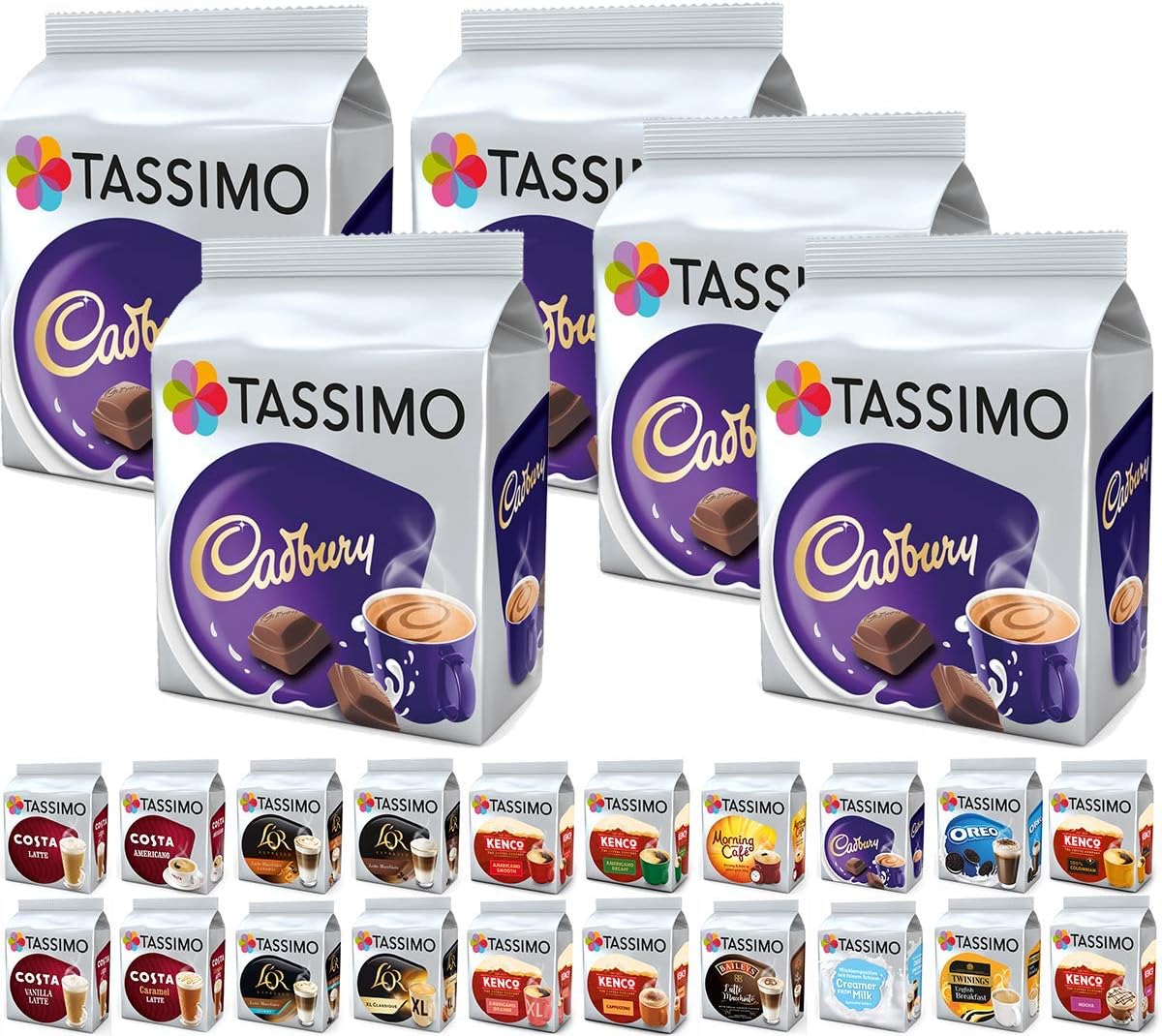 Tassimo Pods - Pack of 5 - Cadbury Hot Chocolate - Flexible Bundle - Coffee Pod Refill Capsules T-Discs (40 Servings)