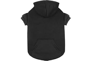 QDYU Dog Sweaters for Medium Dogs Dog Hoodie Pet Sweater Soft Solid Brushed Fleece Pet Clothes Hoodie Sweatshirt with Pocket(Black-M)