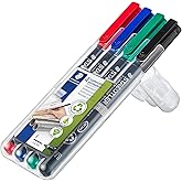 Staedtler 318-WP4 Lumocolor Permanent Universal Pens, Fine Point, 0.6mm, Assorted, 4 per Set