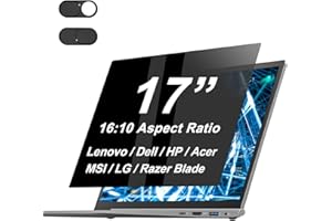 XinWoTuo 17" Laptop Privacy Screen Protector for Lenovo/HP/Acer/Dell (16:10 Aspect Ratio) Laptops, Anti-Glare Anti-Blue Light 17 Inch Privacy Screen Film Filter Bubble Free (with Metal Camera Cover)