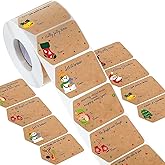 500 Pcs Christmas Gift Tags, Xmas Present Stickers, Self Adhesive X-mas Gift Tags Christmas Label Stickers Name Labels for Present Party Cards Envelope Boxes Wrapping Paper Holiday Decoration Brown