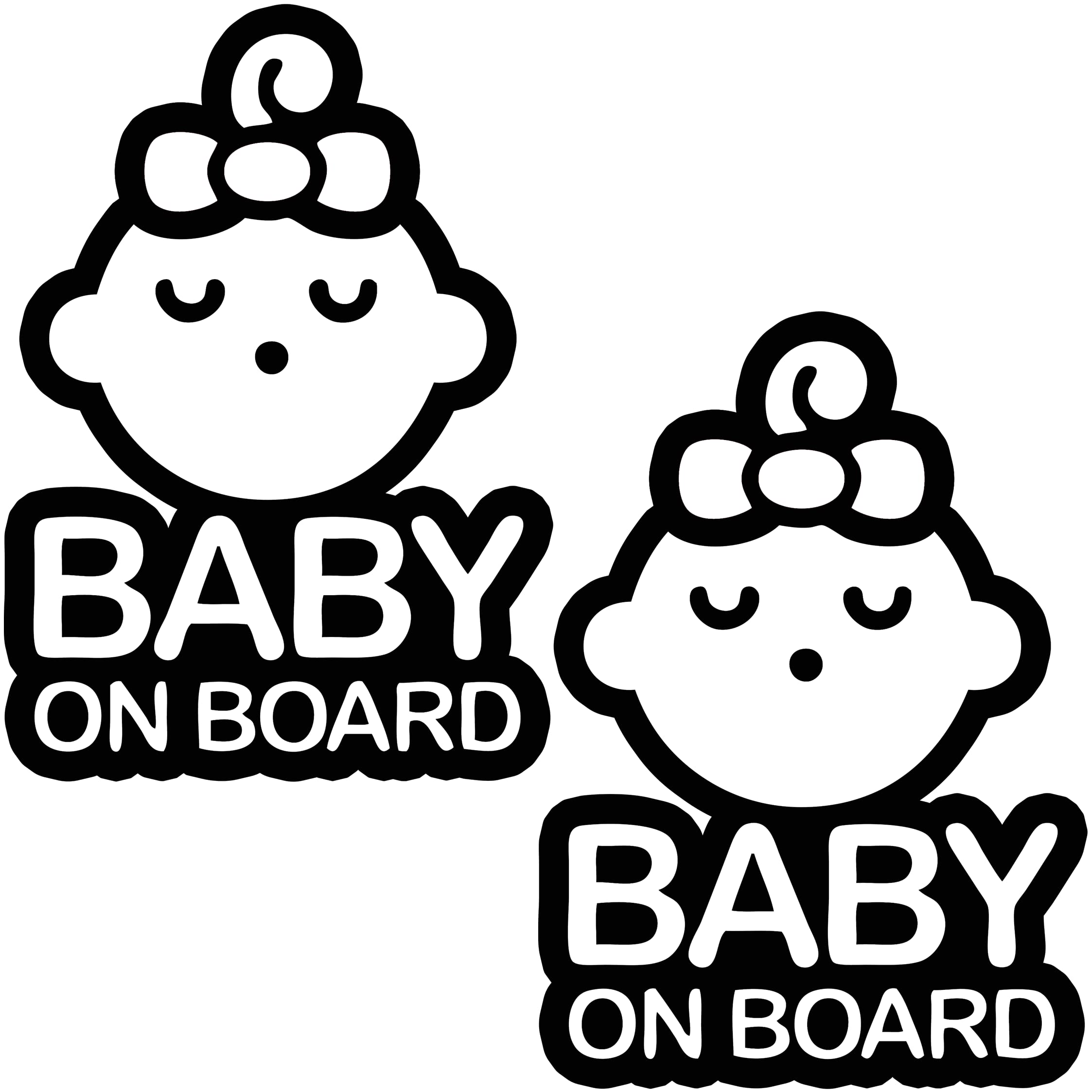 TOTOMO Baby on Board Sticker - (Set of 2) Safety Caution Decal Sign Stickers for Cars Windows Bumpers - Sleeping Baby Girl ALI-027