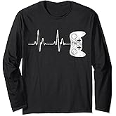Gamer Heartbeat Long Sleeve Video Game Lover Gift Shirt Long Sleeve T-Shirt